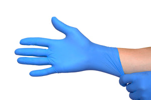 (MEDIUM) Blue Nitrile Examination Gloves, Powder Free (100 GLOVES/BOX)