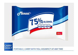 Alcohol Wipes TRAVEL SIZE (10 Wipes/Package), Large (6"x 6"), 75% Alcohol