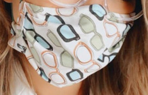 CLOTH MASK WITH EYEGLASSES PRINT (ASSORTED COLORS)